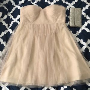 Jenny Yoo Strapless Dress w/Tulle Overlay